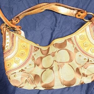 Brown and Tan Designer Shoulder Bag